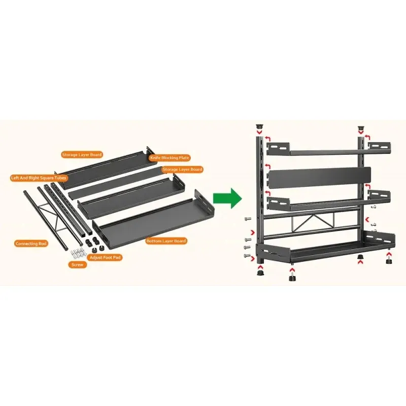 3-Tier Black Metal Spice Rack Organizer 5