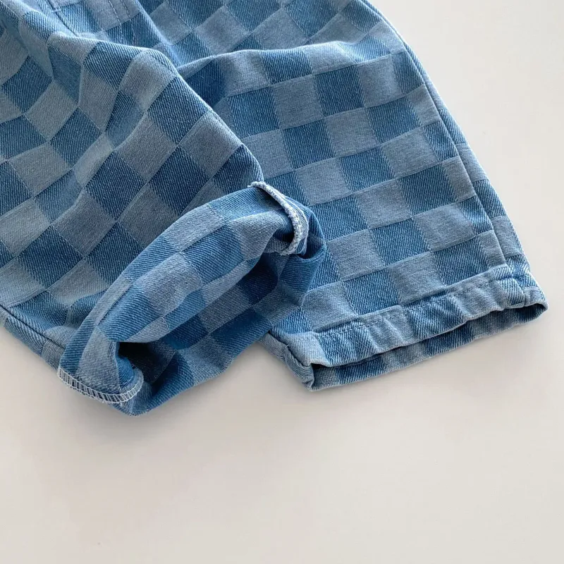 Children's Plaid Denim Jeans Pants 1-5Y 6