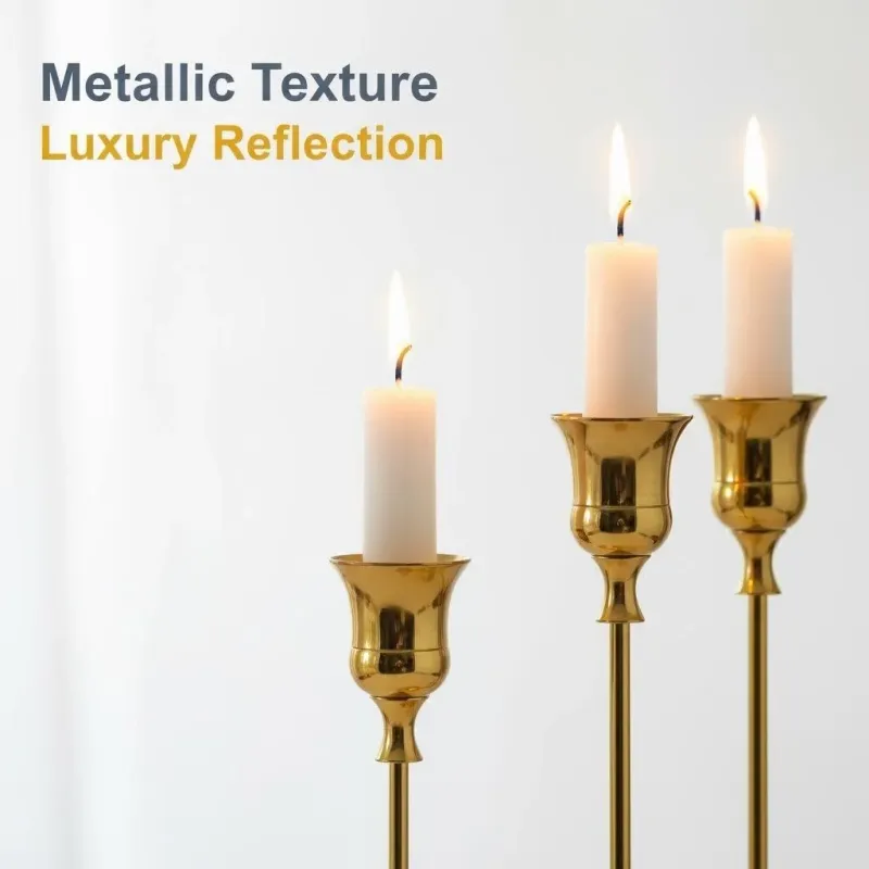 Gold Metal Candle Holder Set - 3 Piece 3