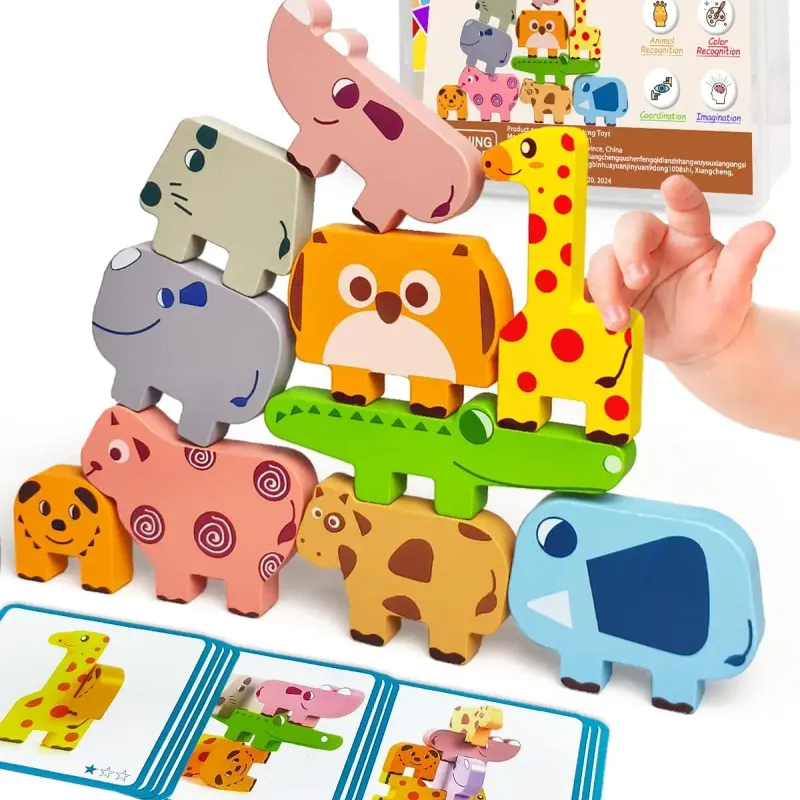 10 Pack Montessori Wooden Animal Blocks 1