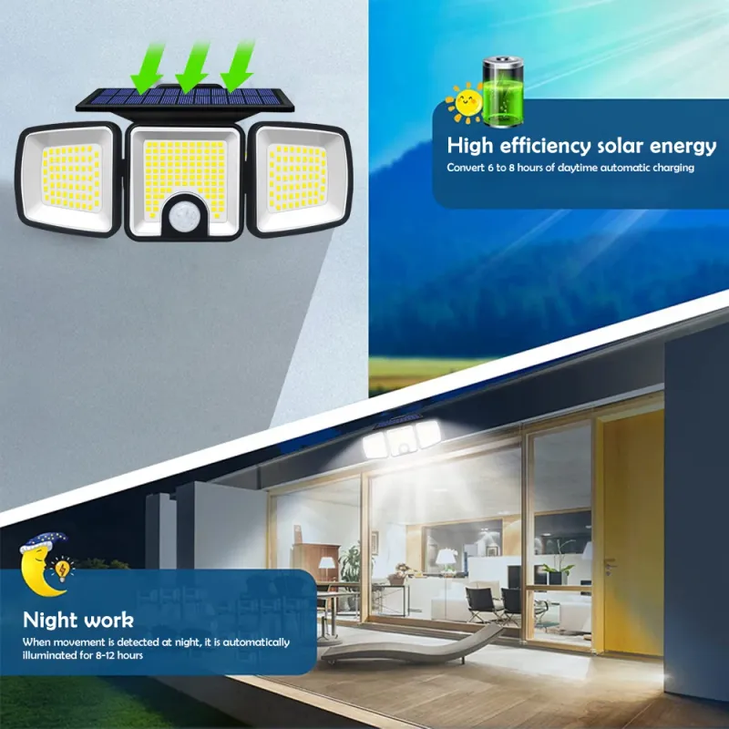 3-Head Solar Security Flood Lights 5