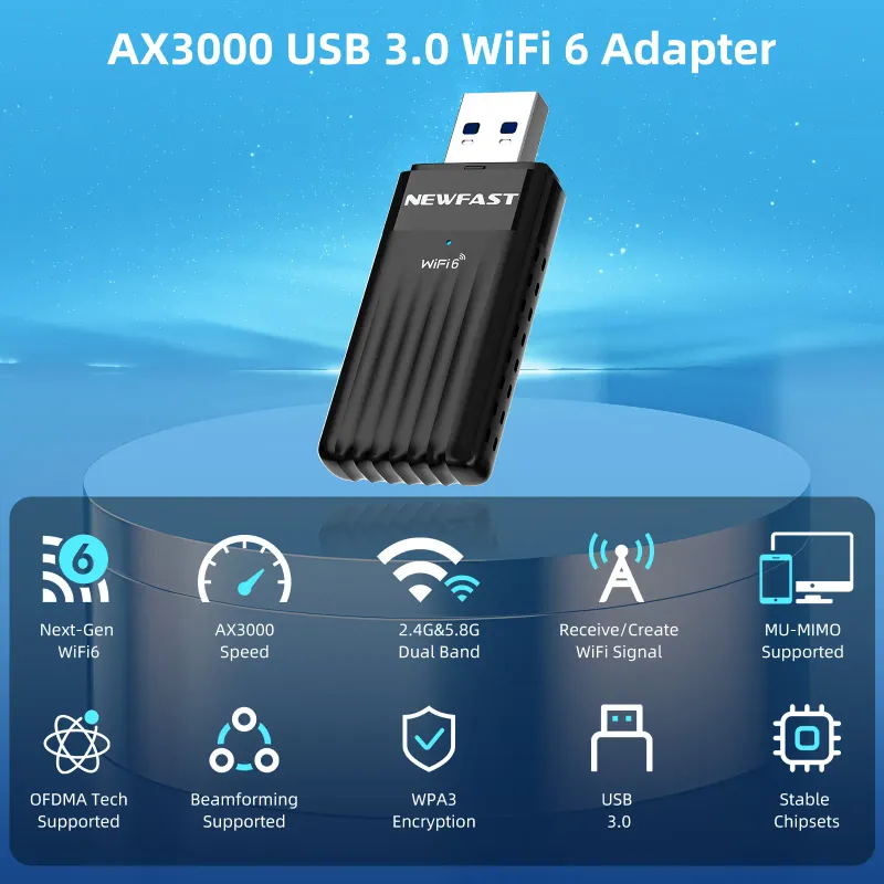 Newfast WiFi 6 USB 3.0 Adapter 2