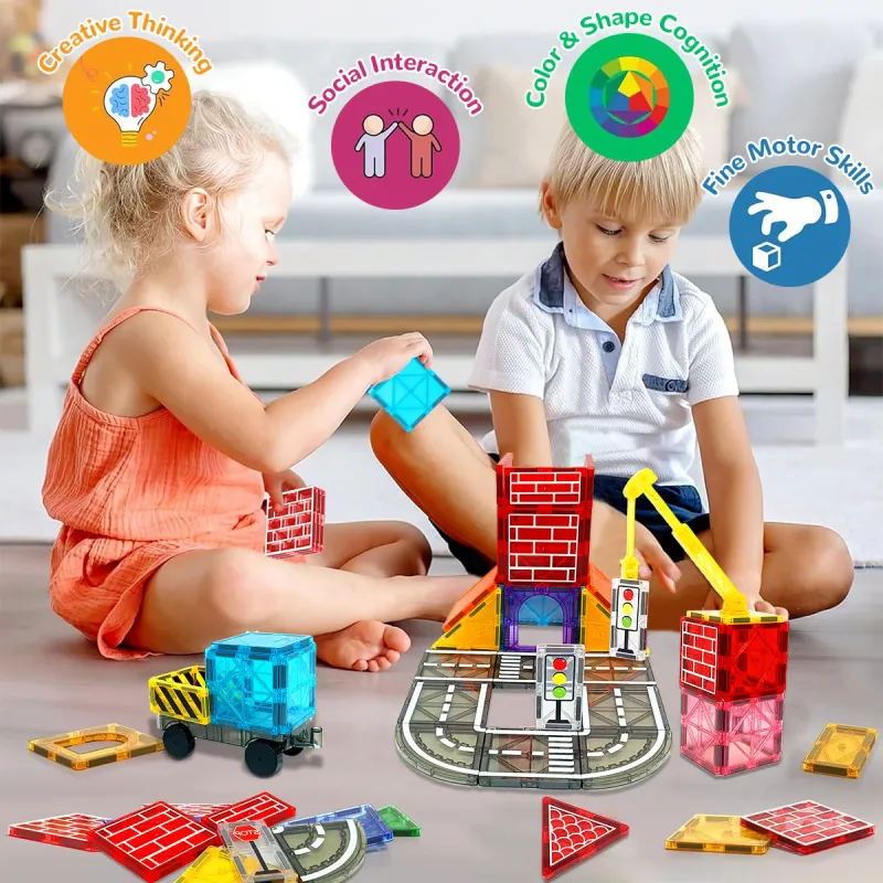 Magnetic Road & Car Building Set 2