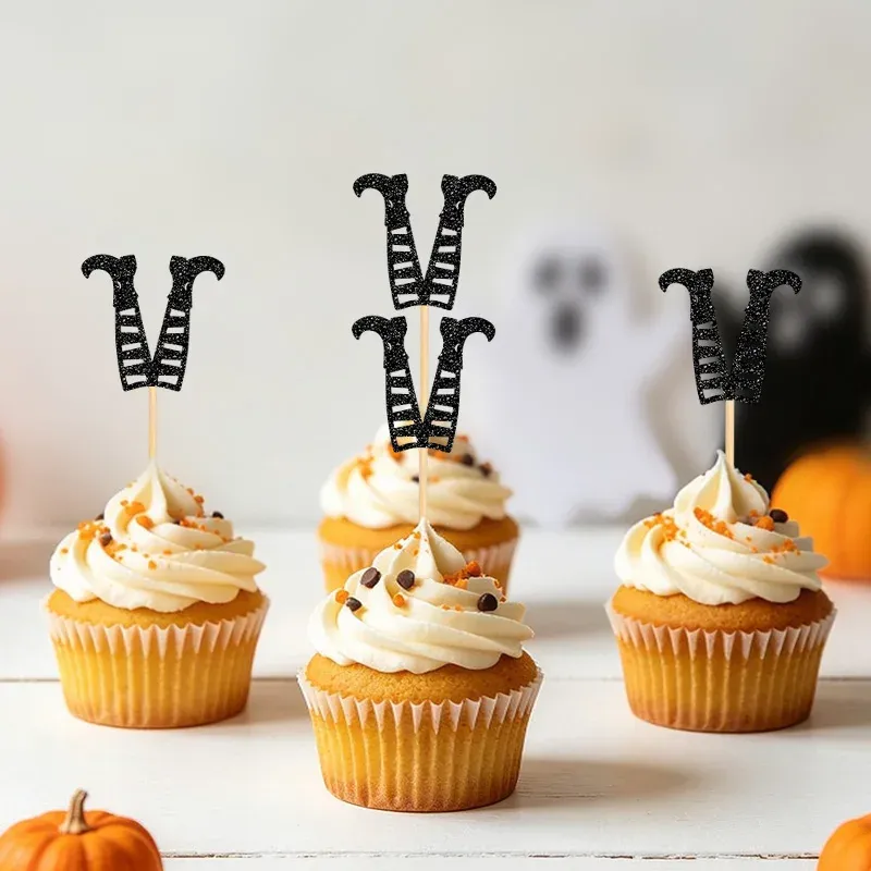 Glitter Witch Legs Halloween Cupcake Toppers 24-Pack 5