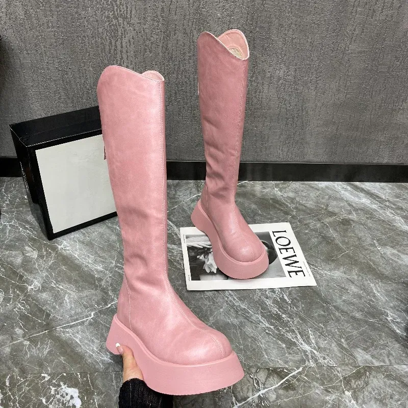 Women's Platform Knee-High Boots Zipper 6