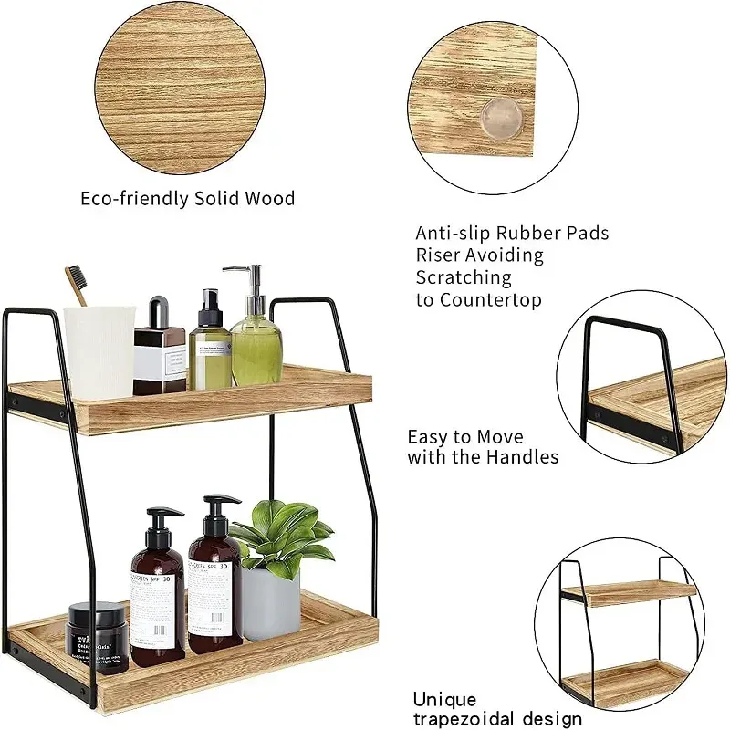 2-Tier Wooden Coffee Station Organizer 6