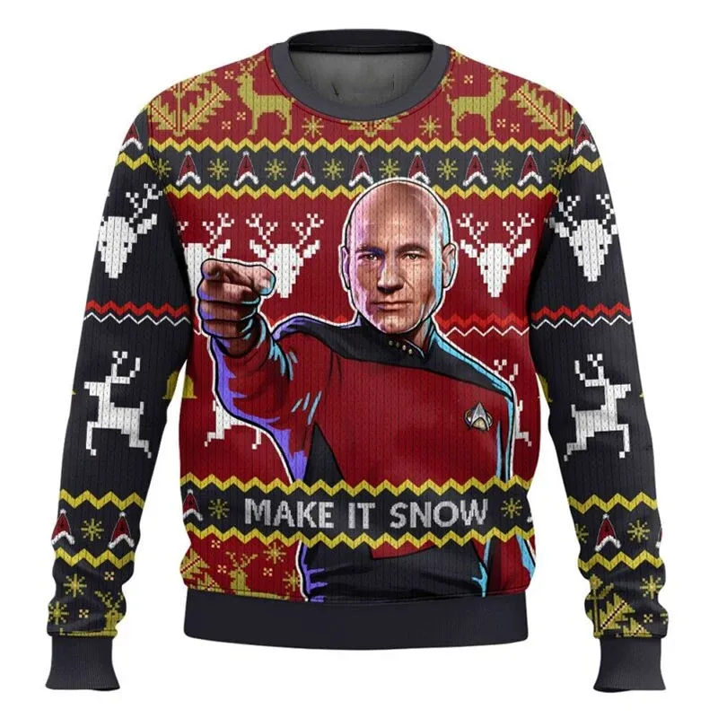 Captain Picard Ugly Christmas Sweater Pullover 1