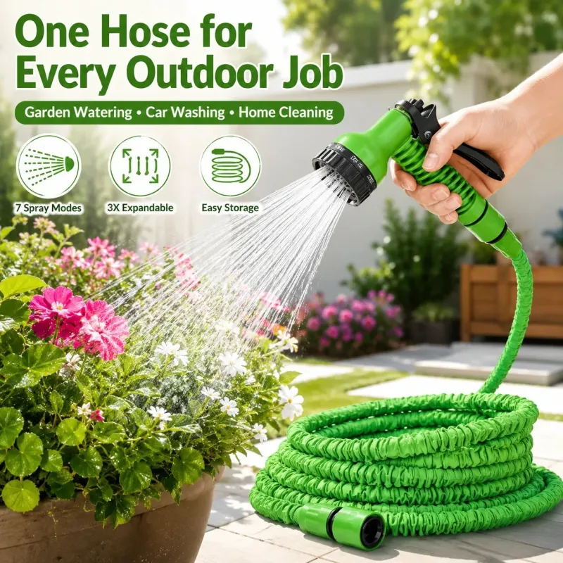 Expandable Magic Water Hose with Spray Nozzle 1