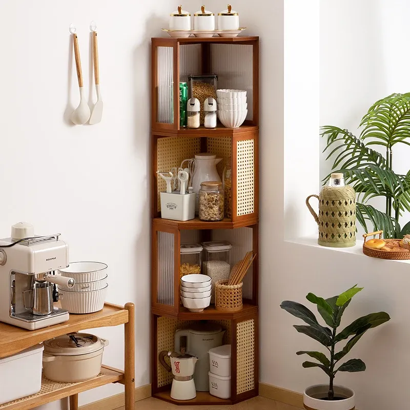 Bamboo Corner Spice Rack Organizer 2