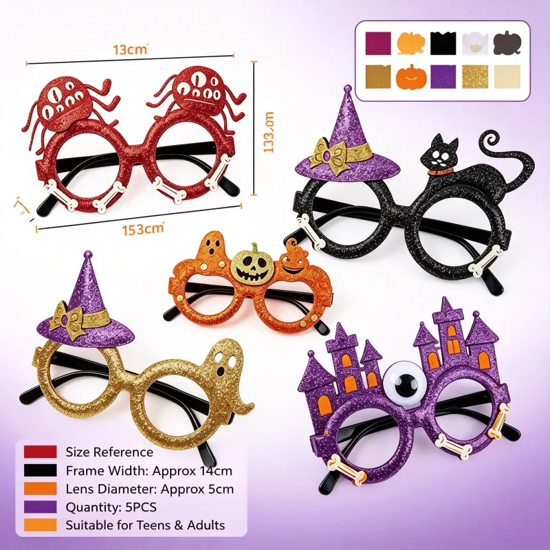 5Pcs Halloween Novelty Eyeglasses Set 4