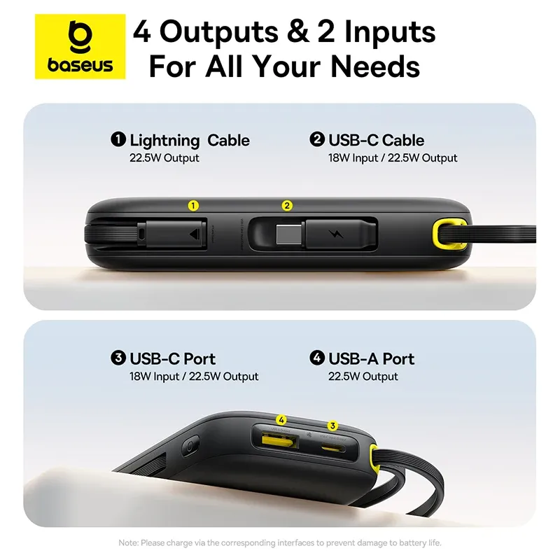 Baseus 22.5W Retractable Cable Power Bank 3