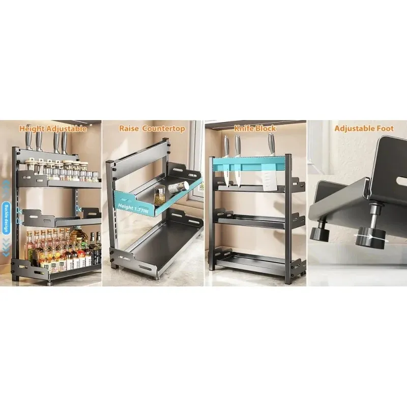 3-Tier Black Metal Spice Rack Organizer 6
