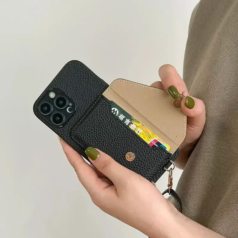 Lanyard Leather Wallet Phone Case 3
