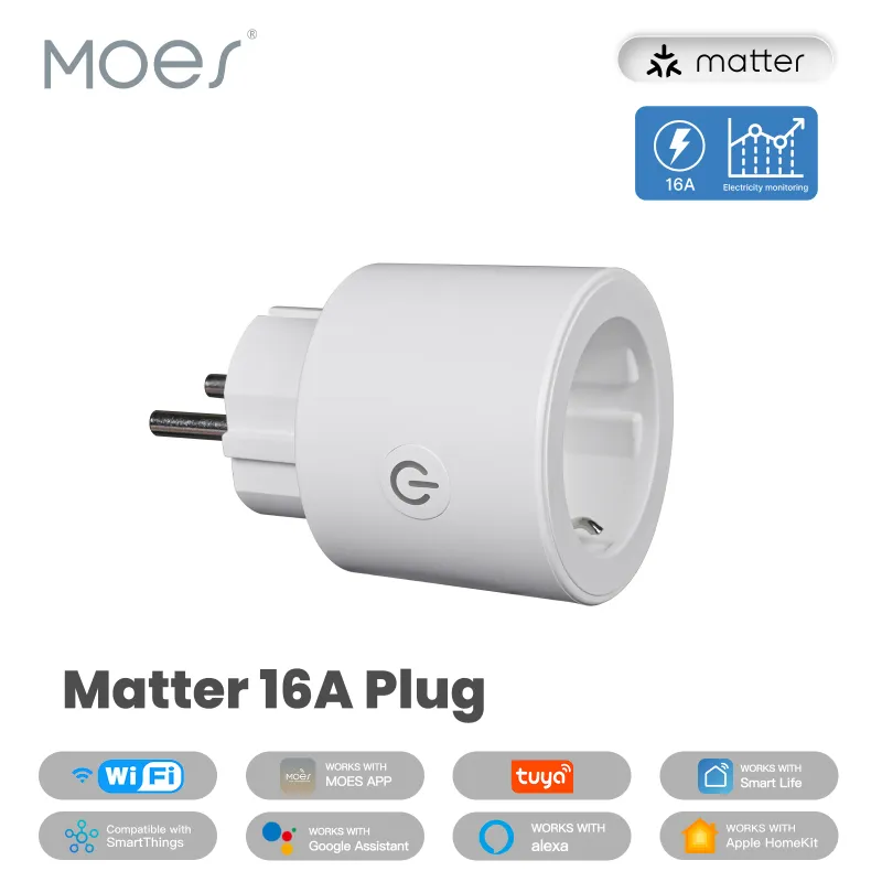 MOES Matter Smart WiFi Plug Socket 1