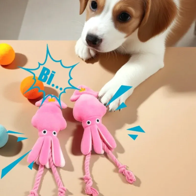 Octopus Squeaky Plush Dog Chew Toy 4