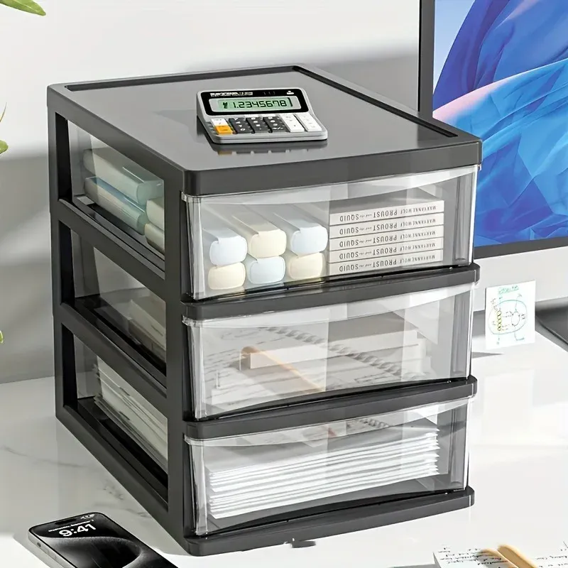 Clear Desktop Storage Organizer with Drawer 3