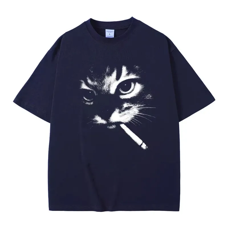 Smoking Cat Meme Vintage T-Shirt 3