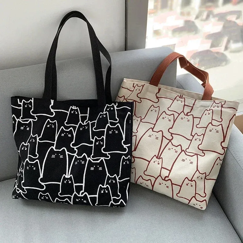 Cute Cat Canvas Tote Bag 1