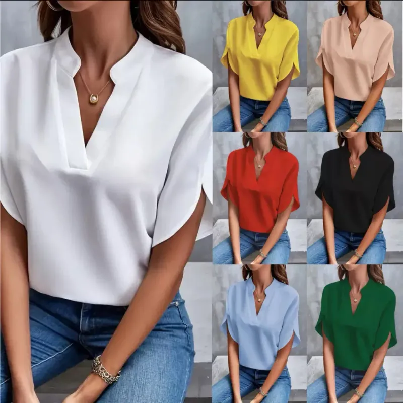 Women's V-Neck Half Sleeve Casual Blouse 2