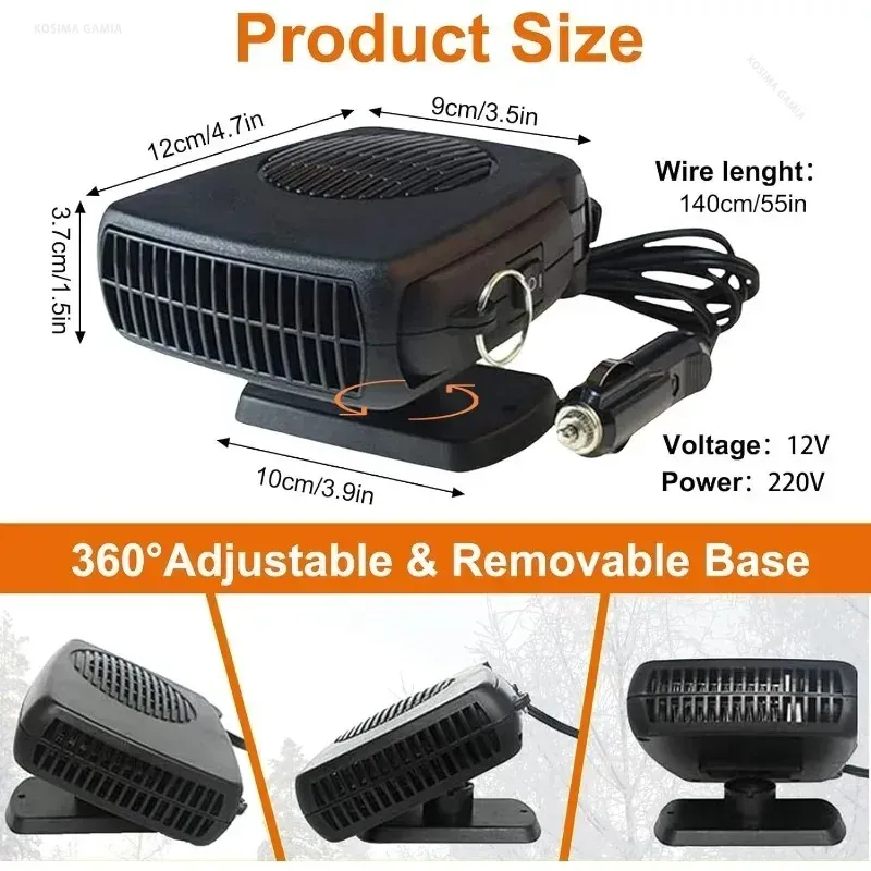 150W 12V/24V Car Heater Defroster Fan 3