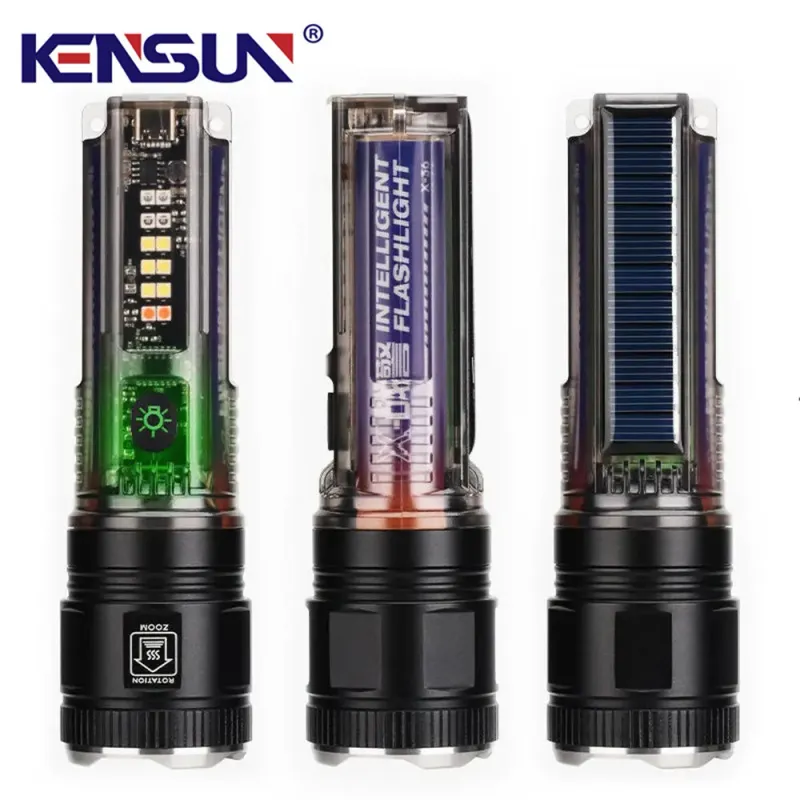 Solar USB Rechargeable LED Flashlight 1