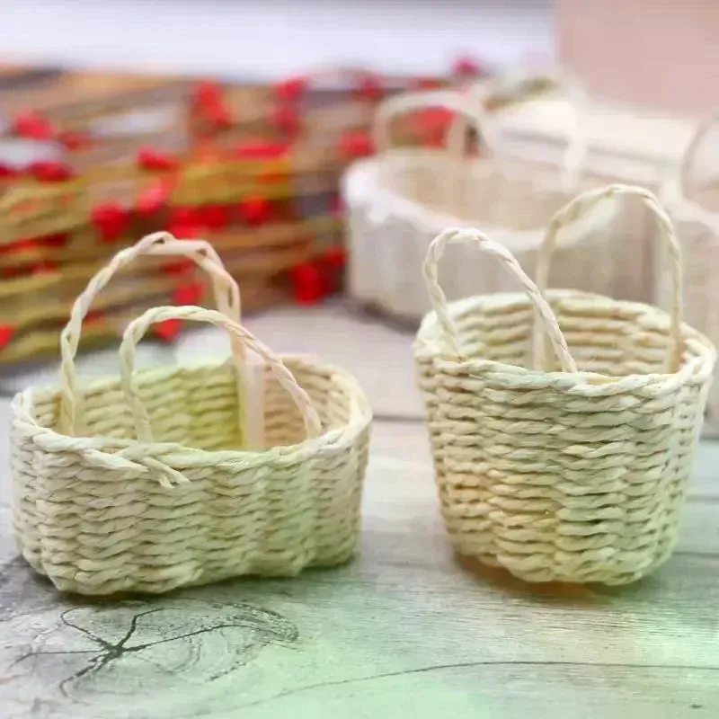 Mini Handwoven Straw Storage Basket 5