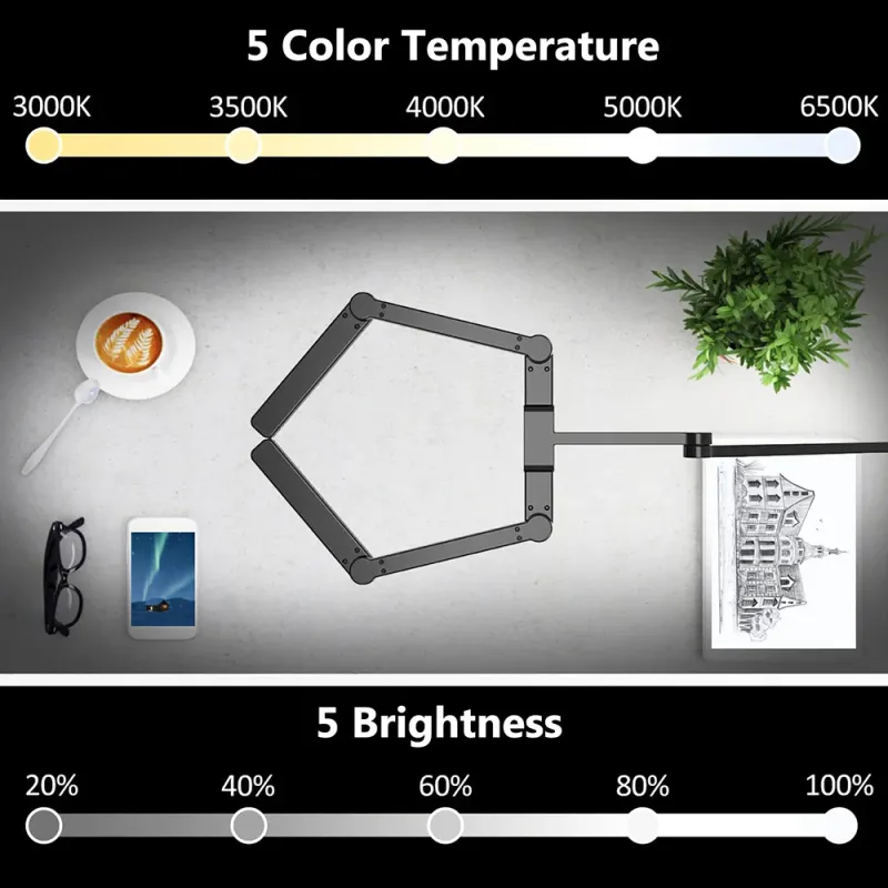 24W Double Head LED Desk Lamp with Clip 2