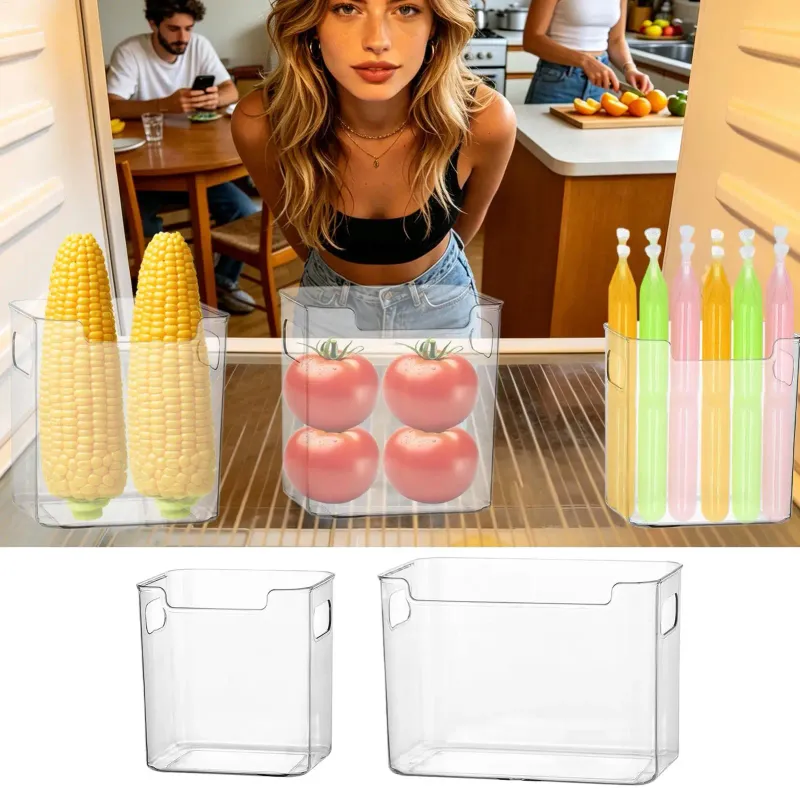Clear Stackable Fridge Organizer Bins 1