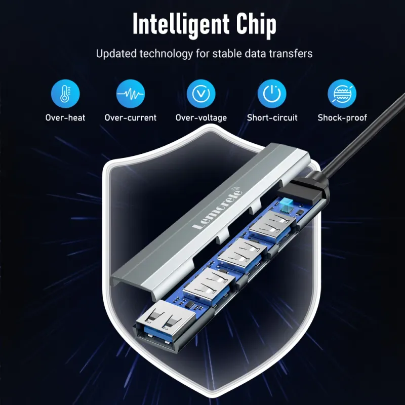 Lemorele 4-Port USB-C Hub Adapter 4