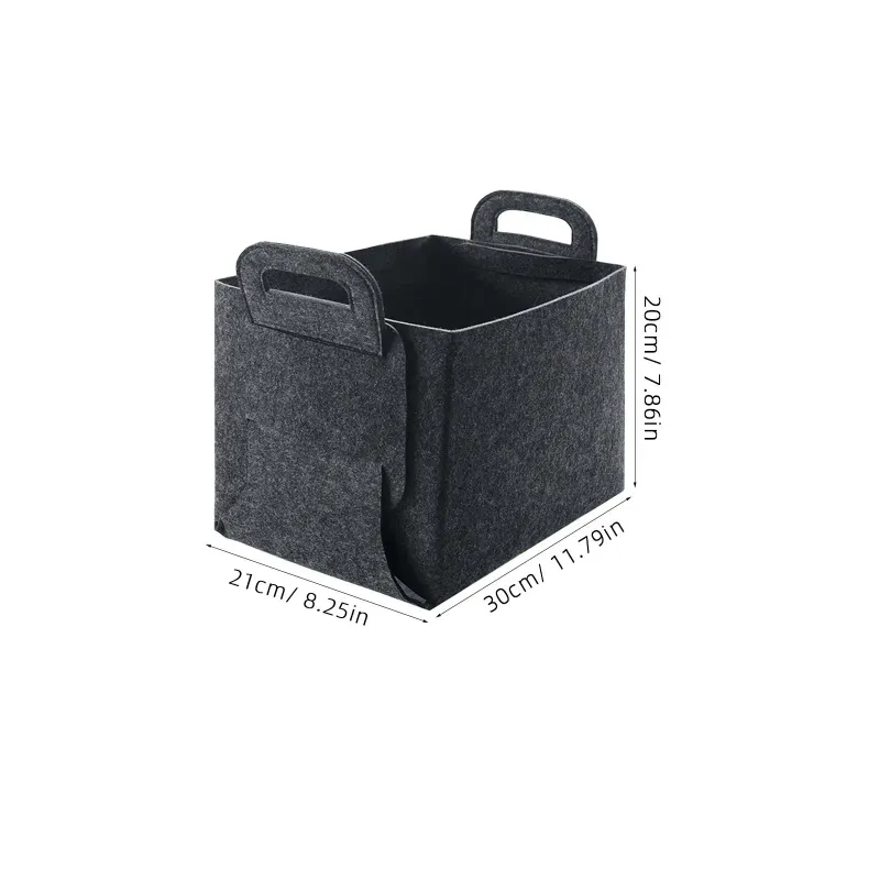 Medium Grey Felt Storage Basket 5