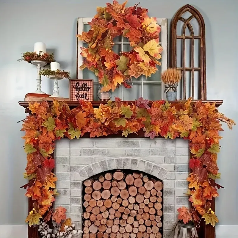 Faux Maple Leaf Garland Set of 2 6