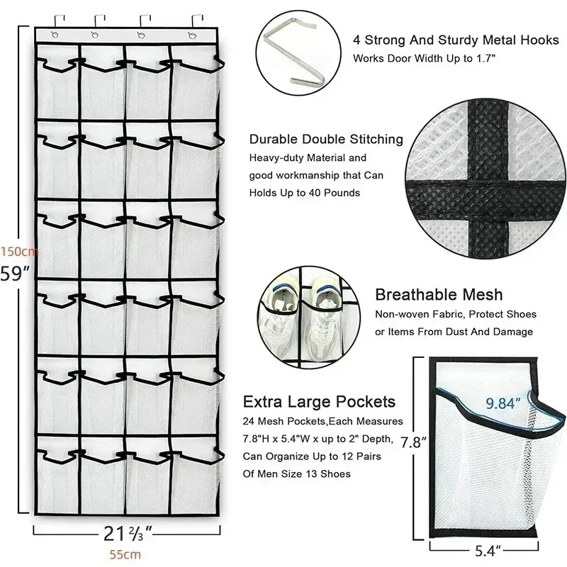 Hanging Shoe Organizer (12/24 Pockets) 6