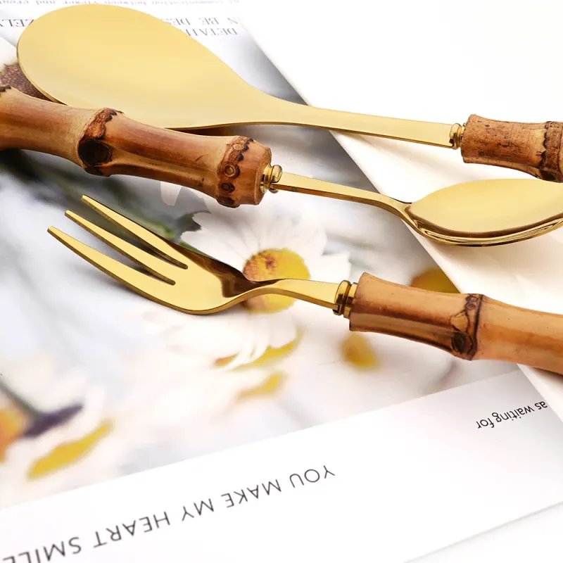 Vintage Bamboo Handle Flatware Set 6