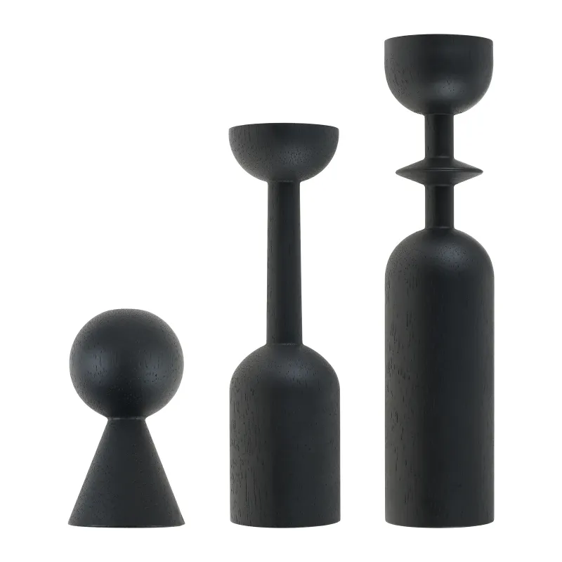 Black Wooden Candle Holder Stand 2