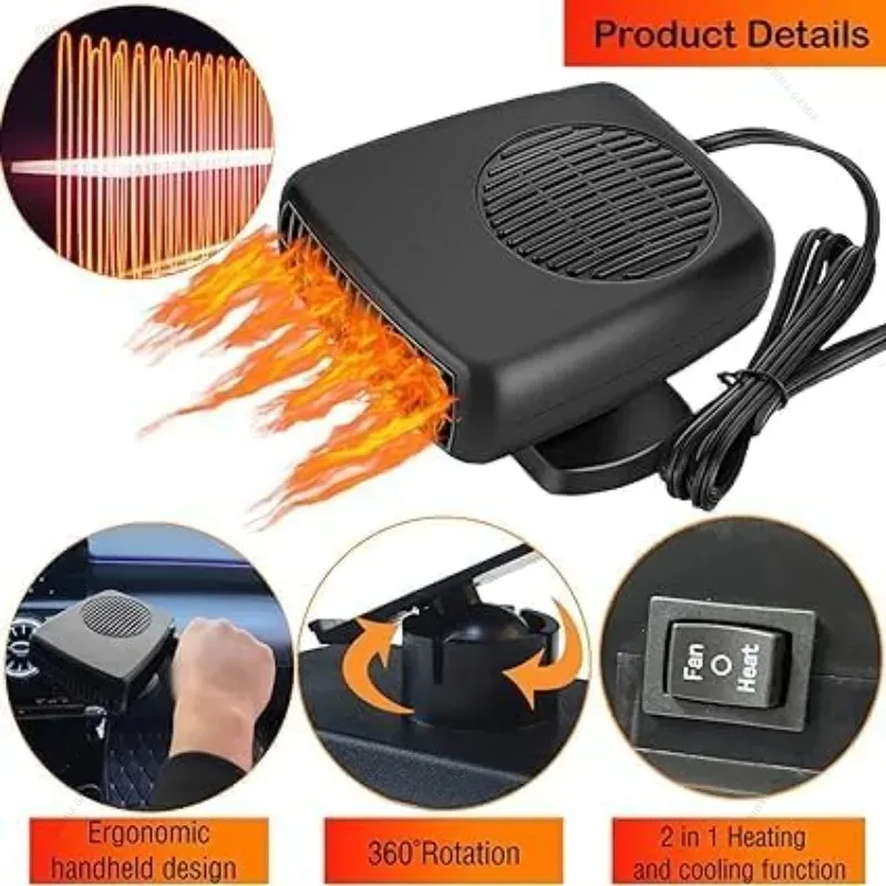 150W 12V/24V Car Heater Defroster Fan 2