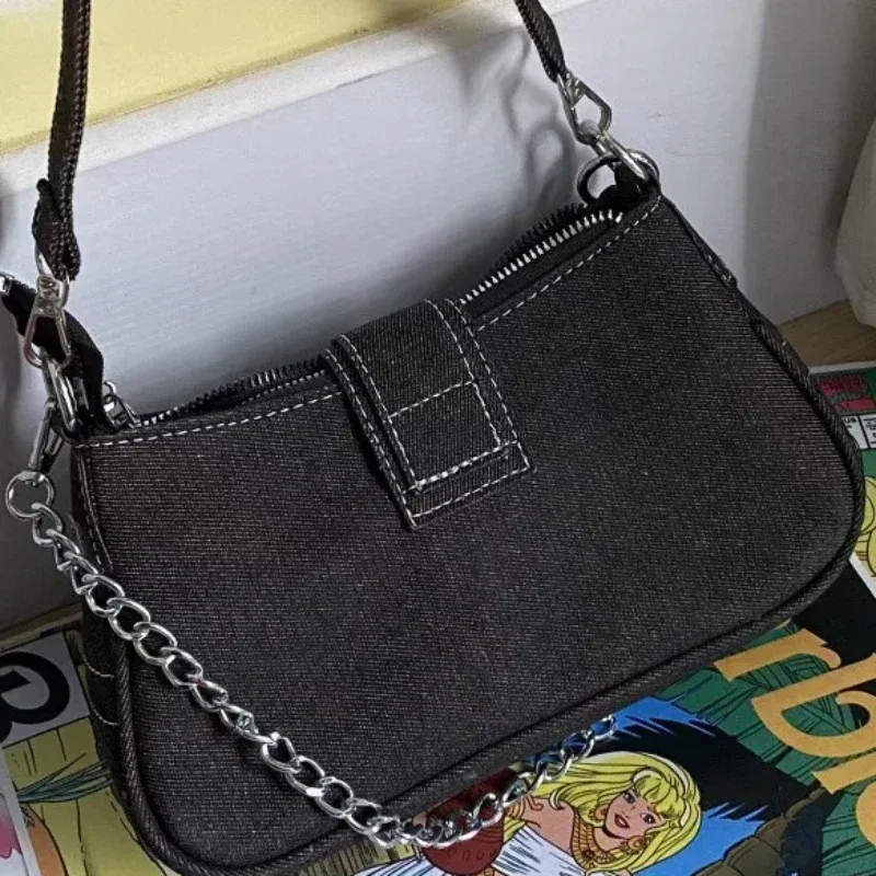 Y2K Retro Canvas Underarm Chain Bag 3