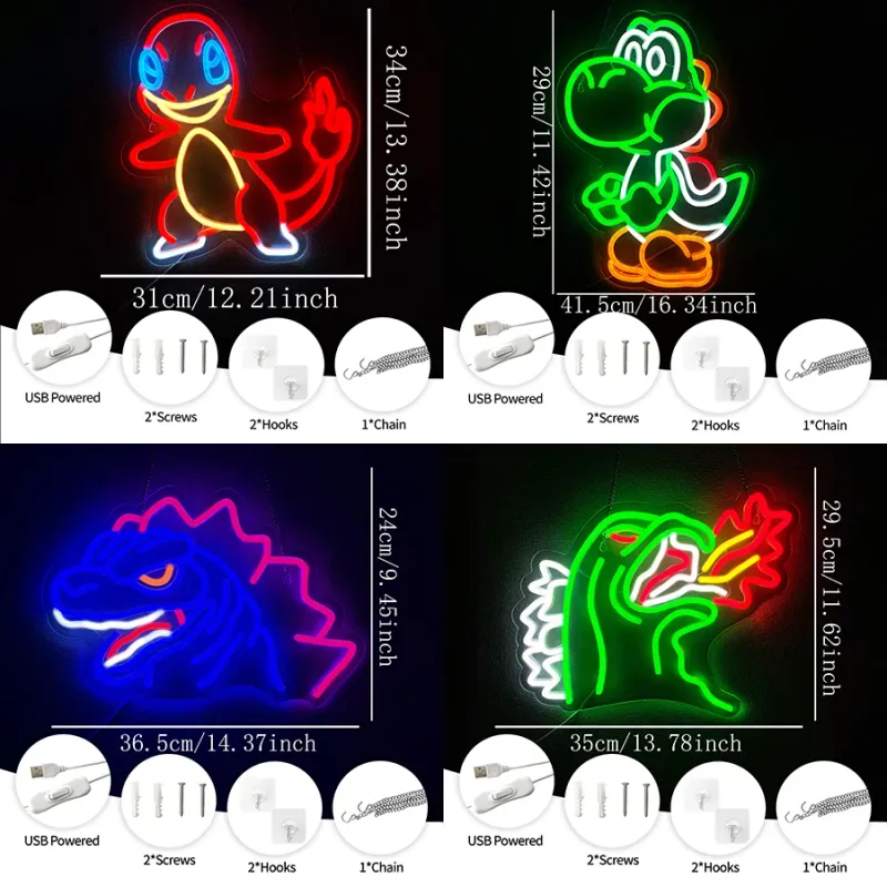 Anime Dinosaur Neon Sign LED Light 2
