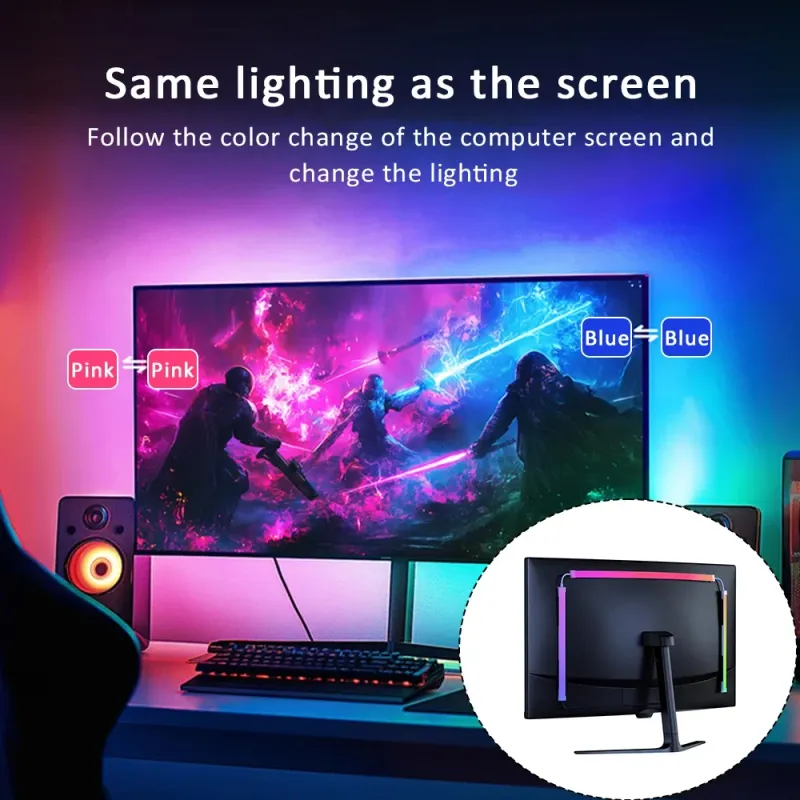 USB RGB Monitor Light Strip for Gaming 2
