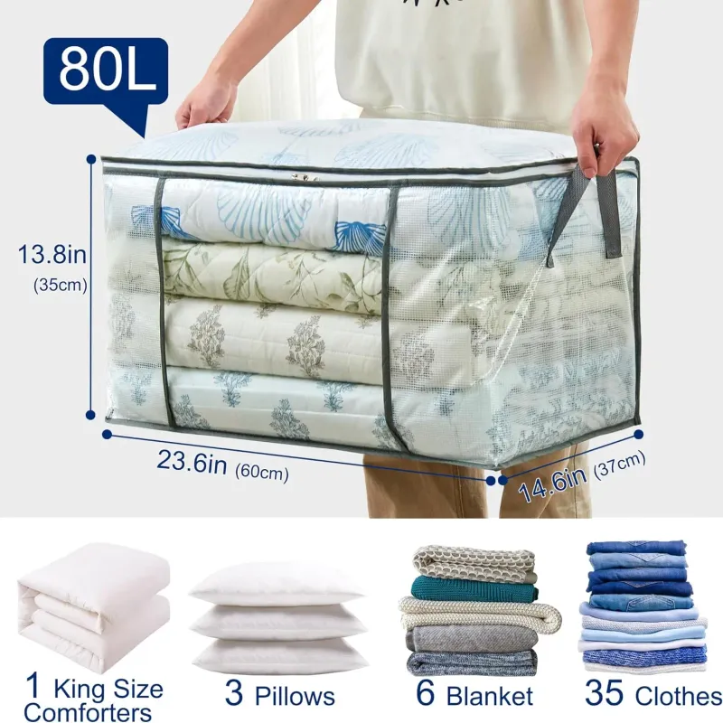 80L Clear Storage Bags 3-Pack 2