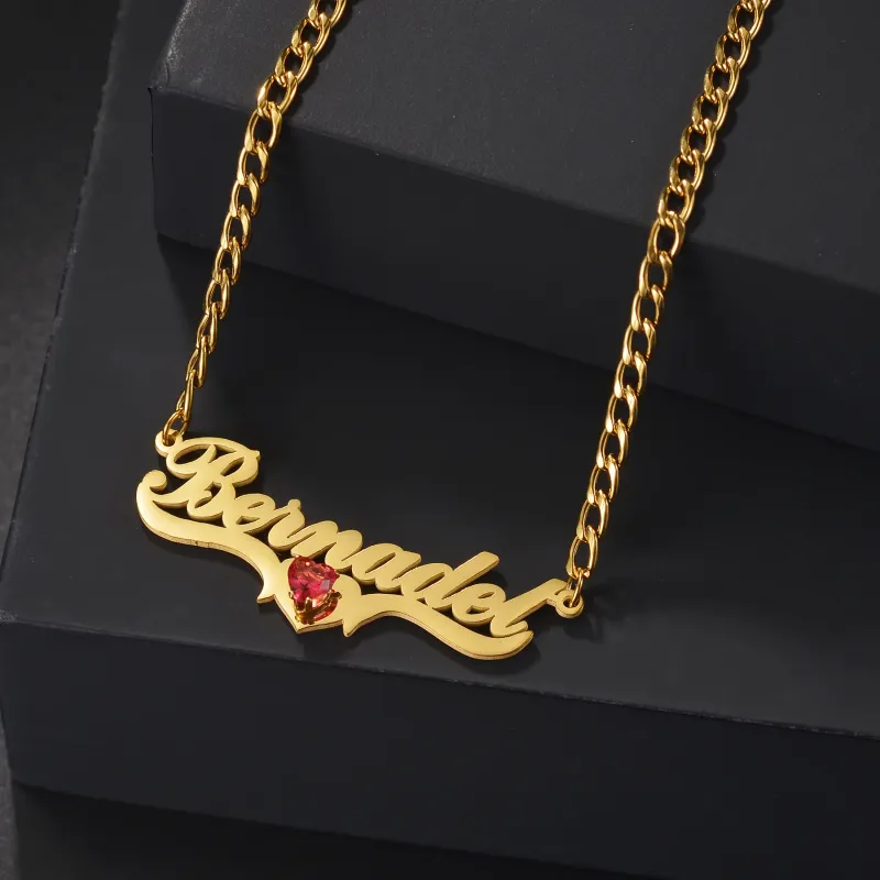 Custom Baby Name Jewelry Set with Birthstone 4