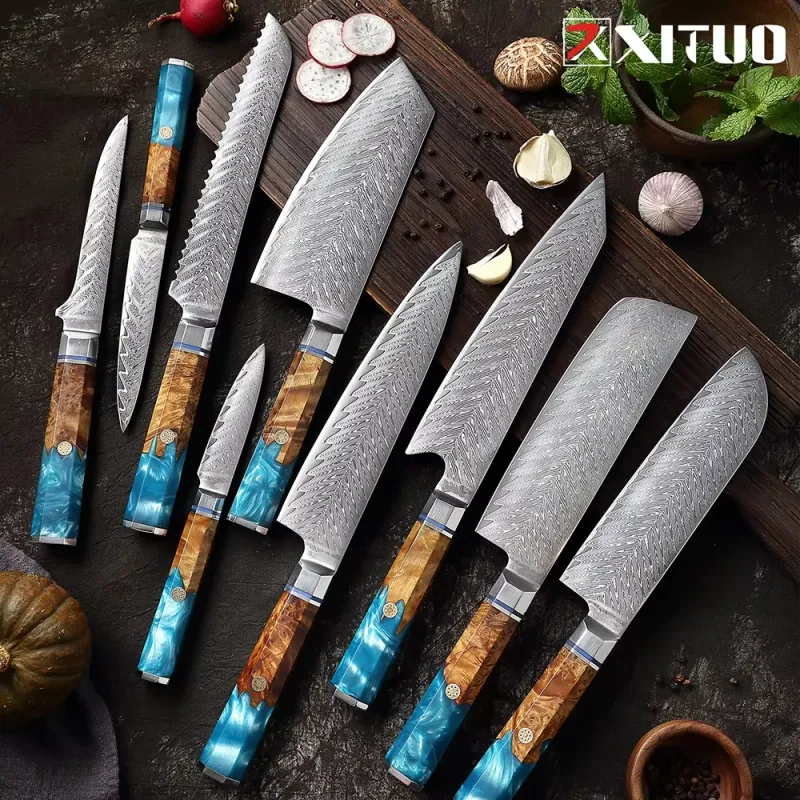 Japanese 67-Layer Damascus Knife Set 1