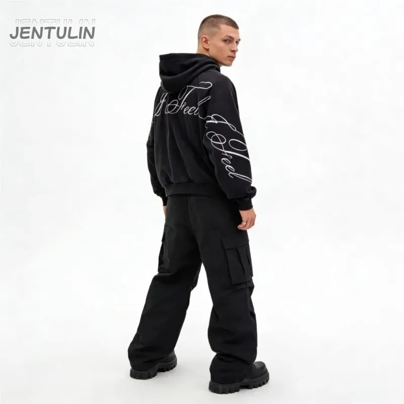 Black Y2K Oversized Zipper Hoodie 4