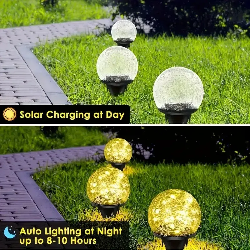 Сонячна LED лампа у вигляді скляної кулі з тріщинами 4
