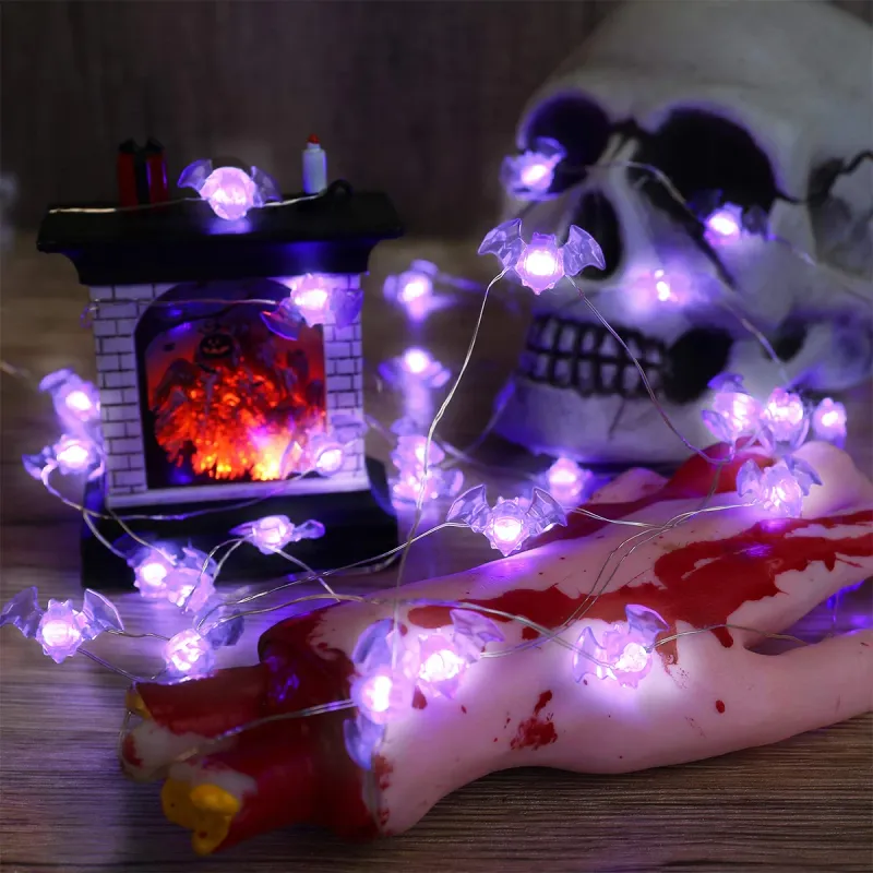 Purple Bat LED Copper Wire String Lights 3