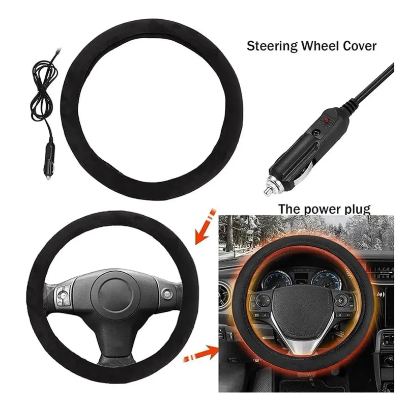 38cm Heated Steering Wheel Cover 1