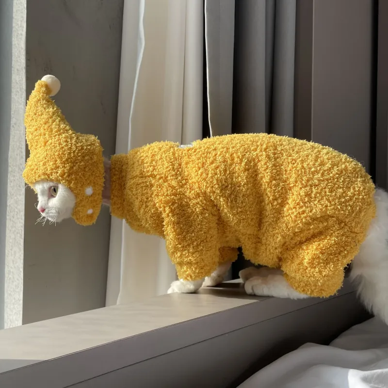 Winter Plush Cat Sweatshirt with Hat 3