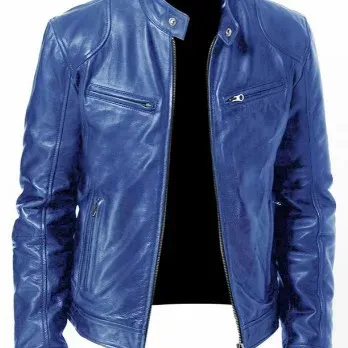 Men's PU Leather Bomber Jacket 6