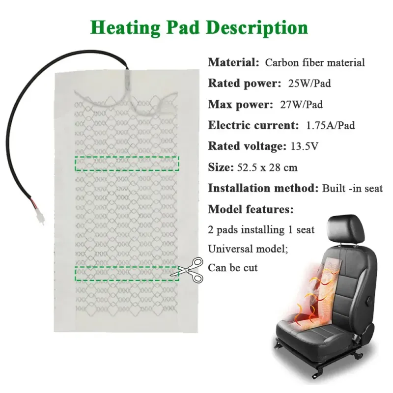 12V Carbon Fiber Car Seat Heater Kit 3