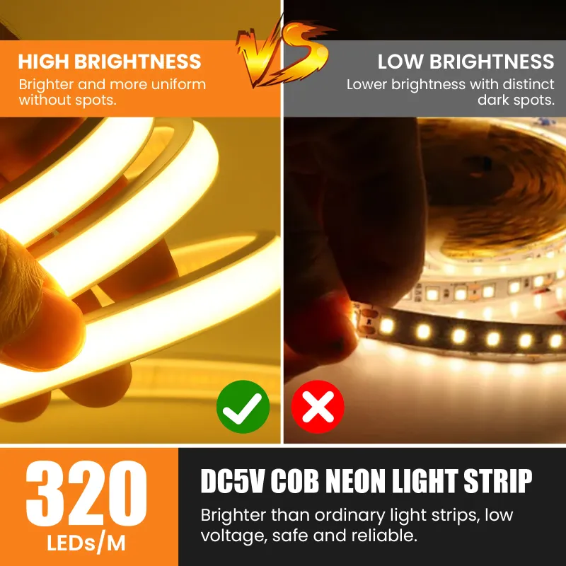 COB Neon LED Strip Light USB 5V 5