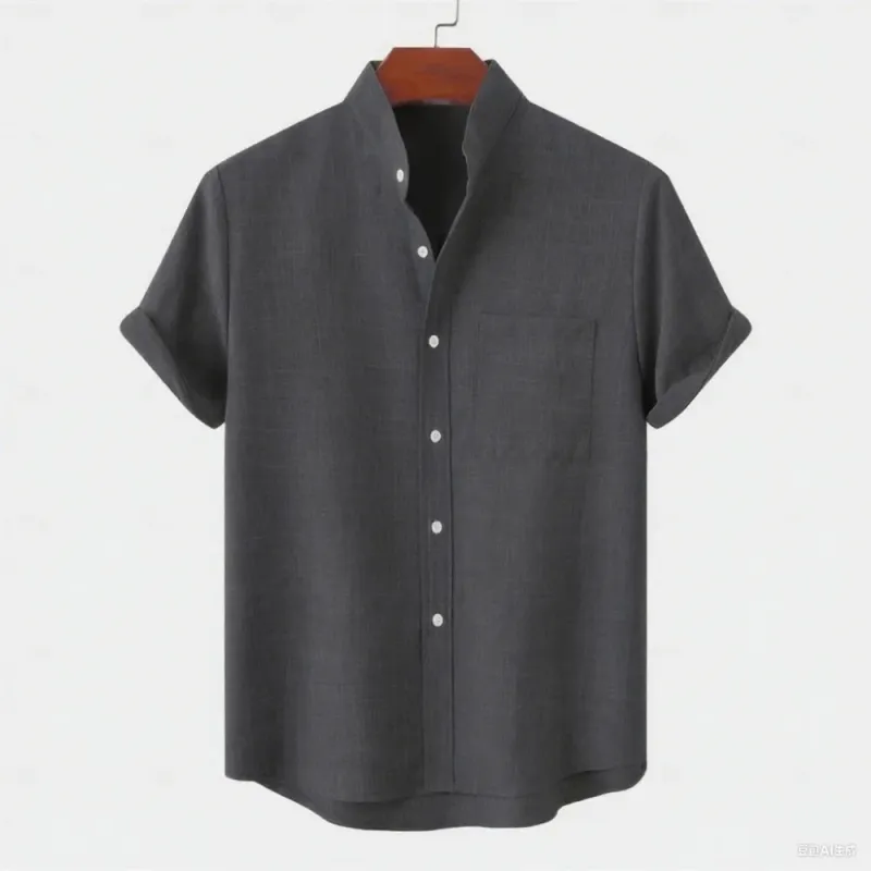 Men's Linen Short-Sleeve Collared Shirt 6